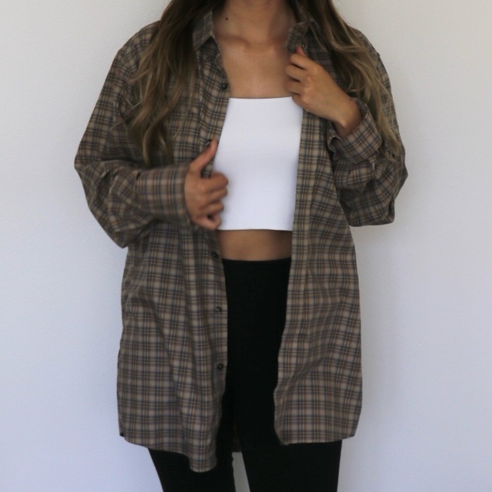 Nordstrom Tan Plaid Flannel